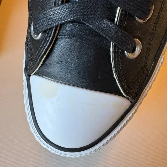 Converse All Star Womens Size 9 Black Leather with Silver Metal Studs - Picture 5 of 13